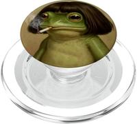Funny Smoking Frog Bob Haircut Meme Weird Frog With Bangs PopSockets PopGrip for MagSafe