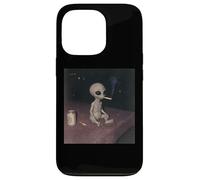 Funny Smoking Grey Alien Retro Cursed Gen Z Meme Party UFO Case for iPhone 13 Pro