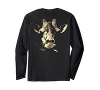 Funny Smoking Grunge Giraffe Portrait Cigarette Art On Back Long Sleeve T-Shirt