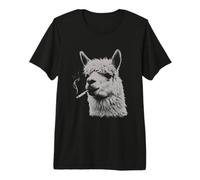 Funny Smoking Llama for Men Women Alpaca Smoking Cigarette Premium T-Shirt