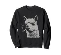 Funny Smoking Llama For Men Women Alpaca Smoking Cigarette Sweatshirt