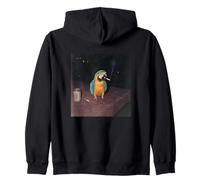 Funny Smoking Macaw Parrot Cigarette Gen Z Meme Party Bird Zip Hoodie