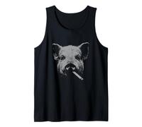 Funny Smoking Meme Pig for Men Women Pig Smoking Cigarette Tank Top