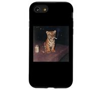 Funny Smoking Tiger Cigarette Retro Meme Gen Z Party Animal Case for iPhone SE (2020) / 7/8