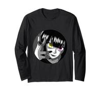 Funny Smug and Crazy Girl At the Door Manga Illustration Long Sleeve T-Shirt