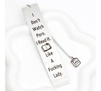 Funny Smutty Bookmark Gifts for Men Book Lover, I Don't Watch Porn I Read It Like a Fucking Lady, Metal Bookmarks with Chain for Birthday Valentines Gifts,Unique Reading Gifts