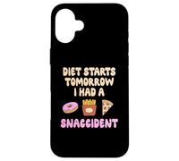 Funny Snaccident Diet Starts Tomorrow - Fries Pizza Donuts Case for iPhone 16 Plus