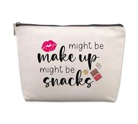 Funny Snack Bag, Reusable Canvas Zipper Pouch Bags for Snacks Cosmetics Toiletries, Travel Toiletry Bag for Women Men, Novelty Portable Cosmetic Bags, Might be Make up Might be Snacks