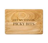 Funny Snack Board Picky Bits Wooden Chopping Board, Cheese & Charcuterie Gift, Humorous Kitchen Board for Food Lovers (Serif Font, Small)