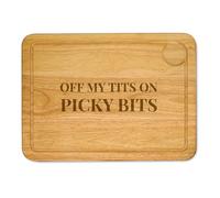 Funny Snack Board Picky Bits Wooden Chopping Board, Cheese & Charcuterie Gift, Humorous Kitchen Board for Food Lovers (Serif Font, Large)