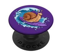 Funny Snail is surfing an ocean wave 1 - Fan Fun PopSockets Adhesive PopGrip