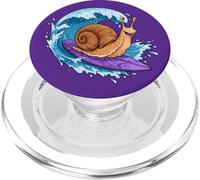 Funny Snail is surfing an ocean wave 1 - Fan Fun PopSockets PopGrip for MagSafe