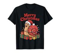Funny Snail Santa Hat Animals Lovers Ugly Christmas Pajamas T-Shirt