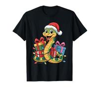 Funny Snake Santa Hat Animals Lovers Ugly Christmas Pajamas T-Shirt