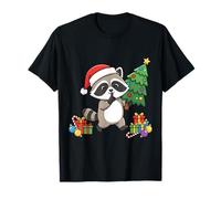 Funny Sneaky Raccoon Christmas Tree Santa Holiday Tee T-Shirt