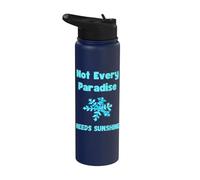 Funny Snow Lover Quote Powder Snow Paradise Snowflake Stainless Steel Insulated Water Bottle