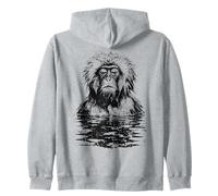 Funny Snow Monkey Japanese Macaque Meditation Onsen Spa Zip Hoodie
