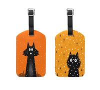 Funny Snowfall Wolf Orange Funny Snowfall Wolf Pumpkin 2 Pcs Luggage tag durables Travel Tags for Luggage for Backpack