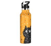 Funny Snowfall Wolf Pumpkin Leakproof and BPA Free Reusable Water Bottles with Handle Hot & Cold Double Walled Bike Running Sports Travel Gym