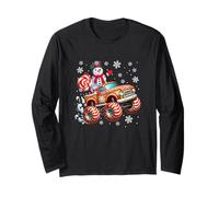 Funny Snowman Candy On Monster Truck Cookies Xmas Baker Long Sleeve T-Shirt