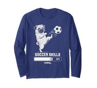 Funny Soccer Pug Skills Loading Dog Play Princess Coaching Long Sleeve T-Shirt
