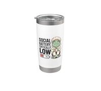 Funny Social Battery Critically Low Frog Introvert Stainless Steel Insulated Tumbler