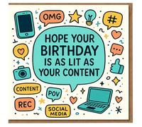 Funny Social Media Birthday Card - Hope Your Birthday Is As Lit As Your Content - For Content Creators, Influencers and Online Creatives