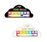 Funny Social Mood Brooch Pin for 7 Days, 2PCS Battery Shape Enamel Lapel Pins, Metal Clouds Brooch Pin, Anxiety Badge Mental Health Gift (black+white)