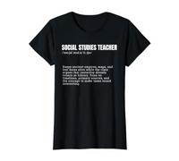 Funny Social Studies Teacher Definition School Value Graphic T-Shirt, Women, Black, M