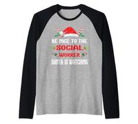 Funny Social Worker Christmas School Lunch Lady X'Mas Raglan Baseball Tee