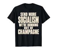 Funny Socialism Champagne Political Satire Value Graphic T-Shirt, Men, Black, S