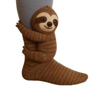 Funny Socks,3D Knit Animal Sock Novelty,Animal Sock Crochet with Plush Decor Novelty Floor Socks for Christmas,Cute Winter Warm Crochet Animals Crew Breathable Anti-Sweat Design (Brown)