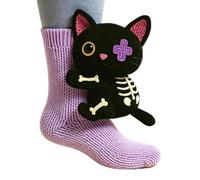 Funny Socks,3D Knit Animal Sock Novelty,Animal Sock Crochet with Plush Decor Novelty Floor Socks for Christmas,Cute Winter Warm Crochet Animals Crew Breathable Anti-Sweat Design (Black)