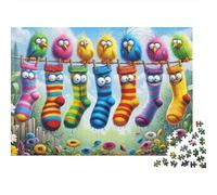 Funny Socks Birds 1000 Piece Sturdy Cardboard Classic Jigsaw Puzzle for Adults, Impossible Hard Challenge, Decompression, Ultimate Relaxation Gift 52x38cm/1000pcs