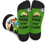 Funny Socks for Men Dad Teenage Boys - RISE AND CLIMB - Novelty Funky Odd Fun Socks for Travellers Climber - Travel Climbing Hiking Accessories Fathers Day Birthday Gifts Christmas Stocking Filler