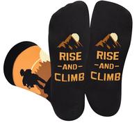 Funny Socks for Men Dad Teenage Boys - RISE AND CLIMB - Novelty Funky Odd Fun Socks for Travellers Climber - Travel Climbing Hiking Accessories Fathers Day Birthday Gifts Christmas Stocking Filler