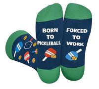 Funny Socks for Men Women Dad Teenage Boys - BORN TO PICKLEBALL FORCED TO WORK Novelty Fun Funky Happy Silly Sport Socks - Pickle Ball Accessories Fathers Day Birthday Gifts Christmas Stocking Filler