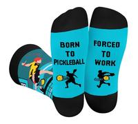 Funny Socks for Men Women Dad Teenage Boys - BORN TO PICKLEBALL FORCED TO WORK Novelty Fun Funky Happy Silly Sports Socks - Pickle Ball Accessories Fathers Day Birthday Gifts Christmas Stocking Filler