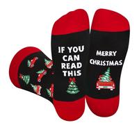Funny Socks for Men Women Teenage Boys Dad- IF YOU CAN READ THIS MERRY CHRISTMAS Novelty Fun Funky Happy Odd Socks - Xmas Secret Santa Gifts Ideas Christmas Eve Box Stocking Fillers for Adults