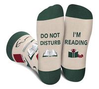Funny Socks for Men Women Teenage - DO NOT DISTURB I'M READING Crew Socks - Fathers Day Novelty Gifts for Dad Husband Brother Crazy Sock-Valentines Birthday Fun Gifts Ideas Christmas Stocking Fillers