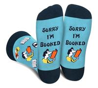 Funny Socks for Nerd Men Teenage Boys Reader - SORRY I'M BOOKED Novelty Fun Funky Happy Odd Socks for Book Lovers - Book Decor Club Accessories Fathers Day Birthday Gifts Christmas Stocking Fillers