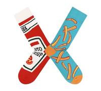 Funny Socks for Women and Men - Pack of 1 Pair | Original and Mismatched with Different Designs on Each Foot | Funny and Creative Gift for Birthday, Christmas, Secret Santa, Ketchup, One Size