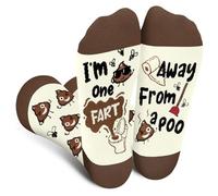 Funny Socks for Women Men Mum Teenage Girls - I'M ONE FART AWAY FROM A POO Novelty Birthday Gifts for Teen Girls Teenager - Fun Odd Funky Happy Silly Socks Gift Ideas Christmas Stocking Fillers