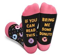 Funny Socks for Women Mum Teenage Girls Her - If You Can Read This Bring Me Donuts Lovers Novelty Fun Crew Funky Cute Food Desserts Sweet Socks - Mothers Day Birthday Gifts Christmas Stocking Fillers