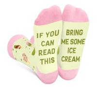 Funny Socks for Women Mum Teenage Girls - If You Can Read This Bring Me Ice Cream Lovers Novelty Fun Odd Funky Cute Food Desserts Sweet Socks - Mothers Day Birthday Gifts Christmas Stocking Fillers