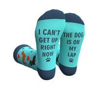 Funny Socks - I Can't Get Up the Dog is On My Lap Cotton Novelty Socks for Dog Lovers - Gifts for Women Men