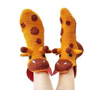Funny Socks Knit 3D Animal Crocodile Socks Whimsical AlligatorThick Knit Cuff Winter Warm Floor Socks (Yellow Deer, One Size)