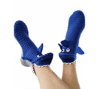 Funny Socks Knit 3D Animal Crocodile Socks Whimsical AlligatorThick Knit Cuff Winter Warm Floor Socks (Blue Shark, One Size)