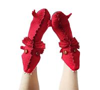 Funny Socks Knitted Crocodile Socks 3D Animal Socks Novelty Knitting Pattern Shark Fish Socks Winter Warm Floor Socks (A-Red Dragon, Free Size)
