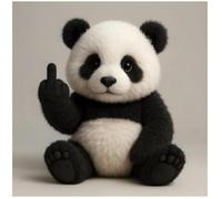 Funny Soft Middle finger Plush Animals, Cute Funny Middle finger Plush Dog, Humorous Animal Desktop Decorative Ornaments, Unique Gag Gifts for Home Office Decor (Panda)